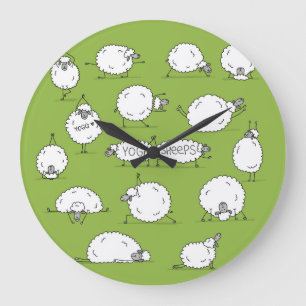 Yoga Sheep: Whimsical Sketch Roligt. Stor Klocka