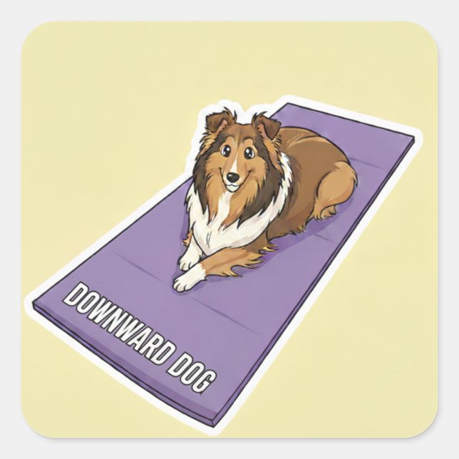 Yoga Sheltie Fyrkantigt Klistermärke (Framsida)