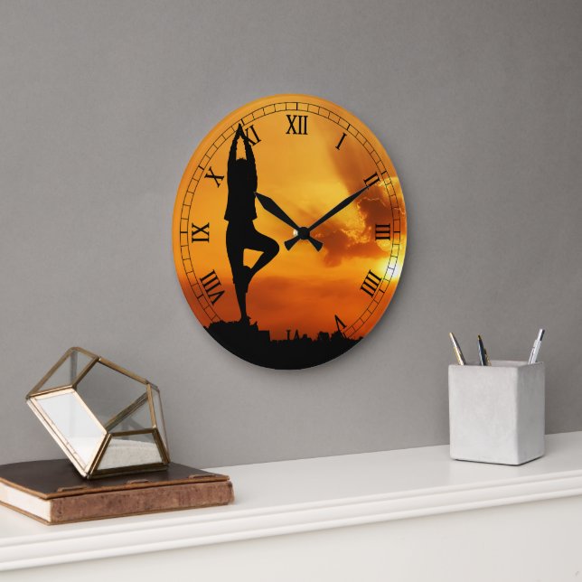 Yoga Silhouette - Anpassningsbar Clock Stor Klocka (Kontor)
