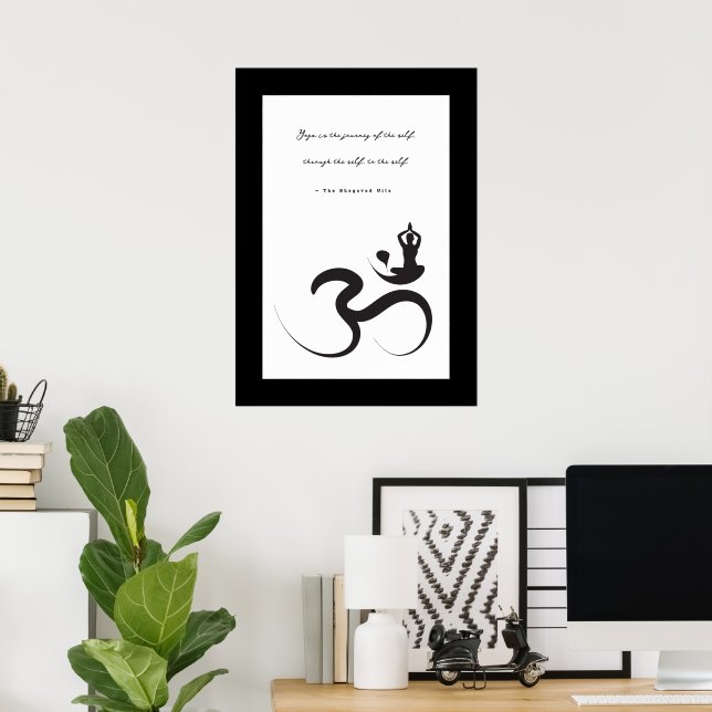 Yoga Silhouette Black Om Ohm Zen Andlig Poster (Hemmakontoret)