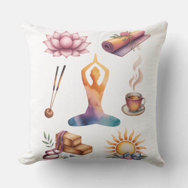 Yoga silhouette mindful living inspired  kudde (Framsida)