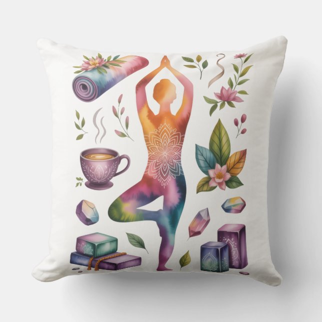 Yoga silhouette mindful living inspired  kudde (Framsida)
