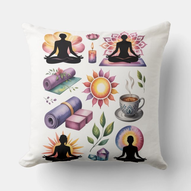 Yoga silhouette mindful living inspired  kudde (Framsida)