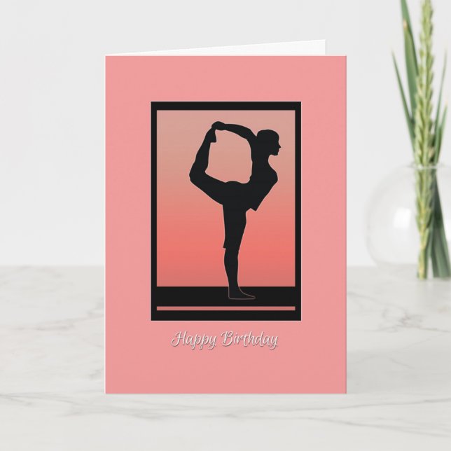 Yoga Silhouette och Sunset Birthday Card Kort (Framsida)