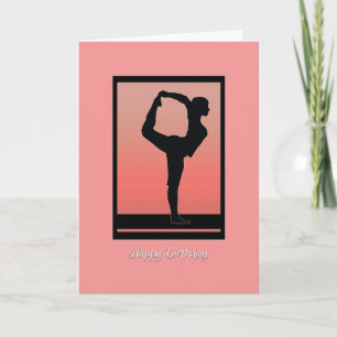 Yoga Silhouette och Sunset Birthday Card Kort