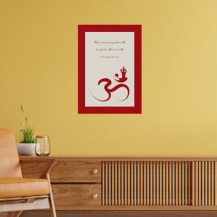 Yoga Silhouette Red Om Ohm Zen Andlig Poster