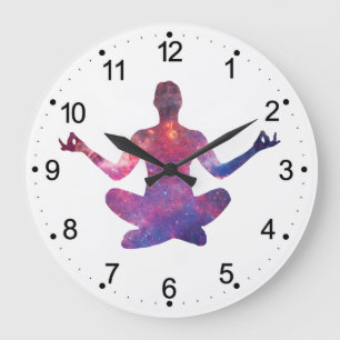 Yoga silhouette - Välj bakgrund färg Stor Klocka