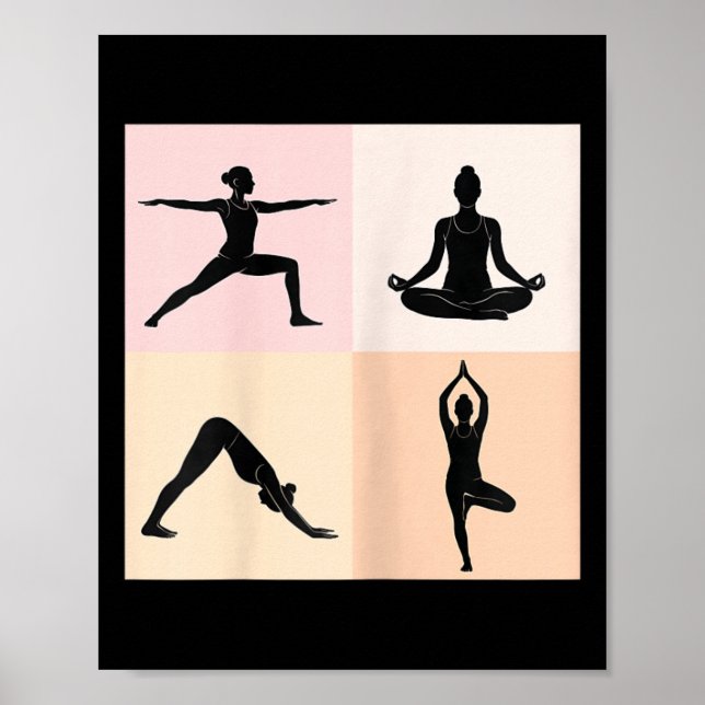 Yoga Siluett Design, Pop Art 4 Kvadranter  Poster (Framsidan)