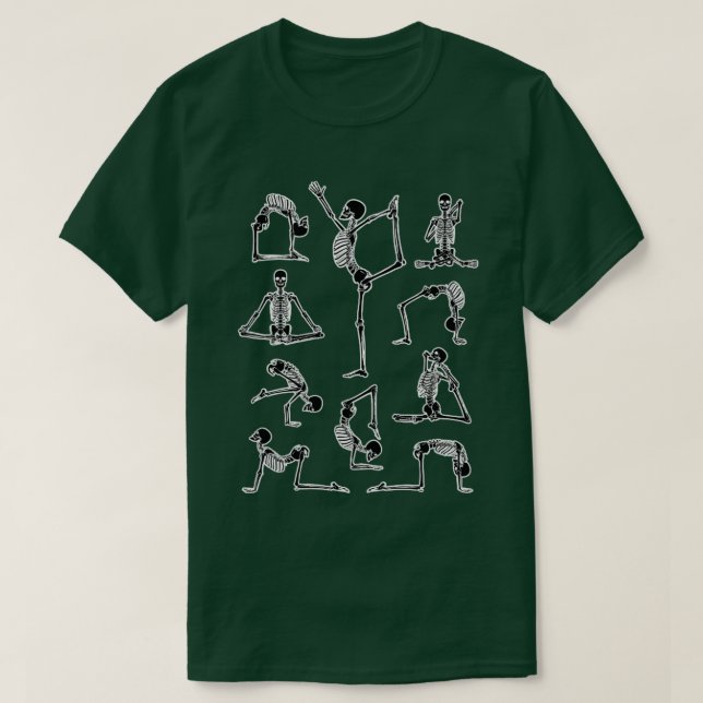 Yoga Skeleton Meditating Yogi Zen Poses Halloween T Shirt (Design framsida)