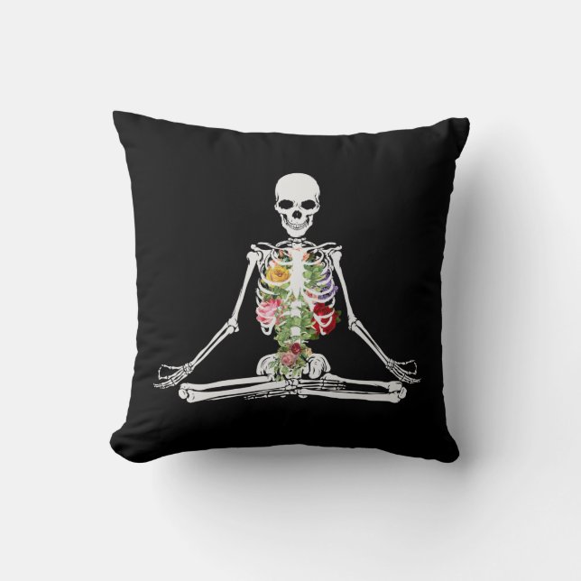 Yoga Skeleton Meditation Pillow Kudde (Framsida)
