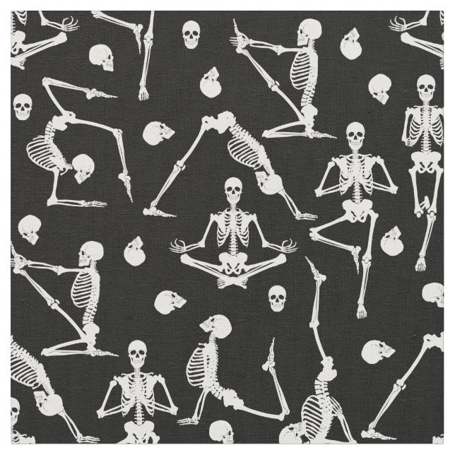 yoga skeletons bones anatomy skull creepy tyg (Närbild)