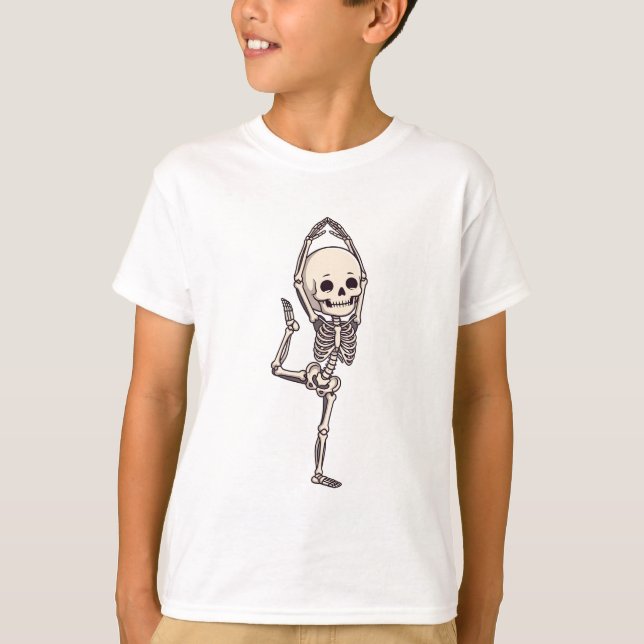 Yoga Skelett Zen Ande Barn T Shirt (Framsida)
