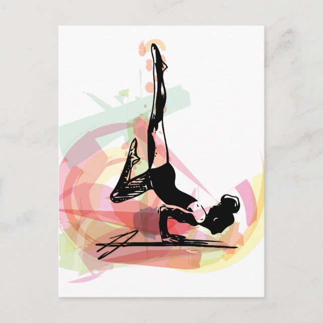 Yoga sketch kvinnlig illustration vykort (Framsida)