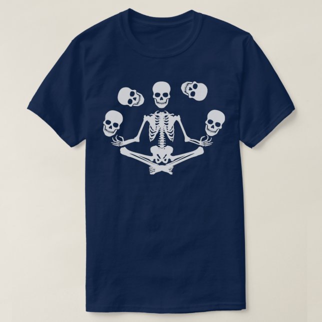 Yoga Skull Skeleton, Funny Halloween För manar and T Shirt (Design framsida)