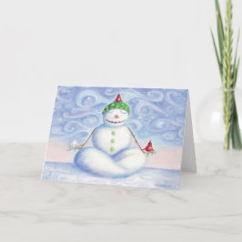 Yoga snögubbe-hälsningskort med idyl-wyld-design helgkort