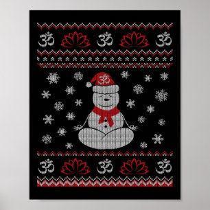 Yoga Snömannen Mediterar Lotospositionen Fula Jul Poster