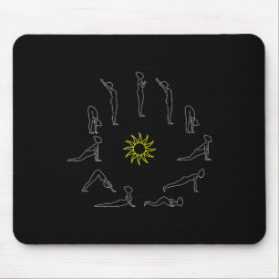 Yoga Solhälsning Surjanamaskar Lineart Musmatta