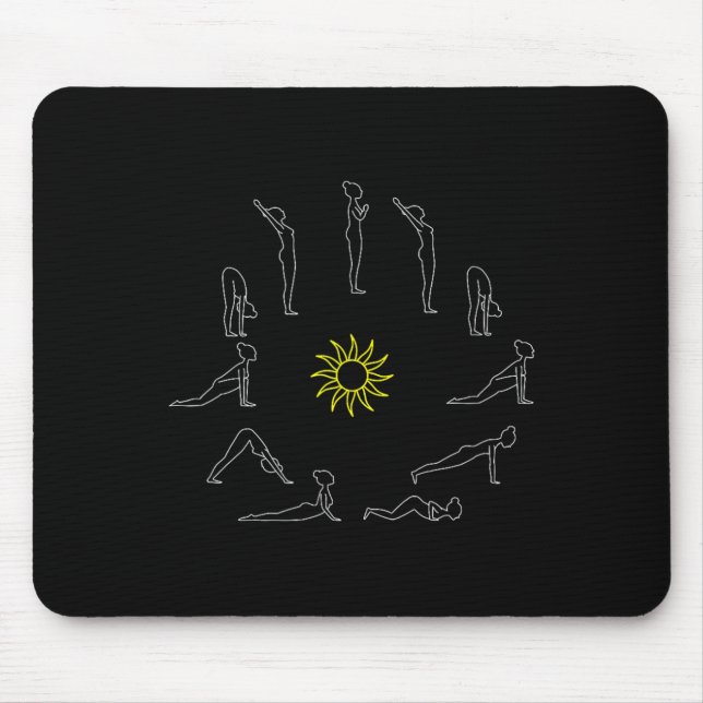 Yoga Solhälsning Surjanamaskar Lineart  Musmatta (Framsidan)