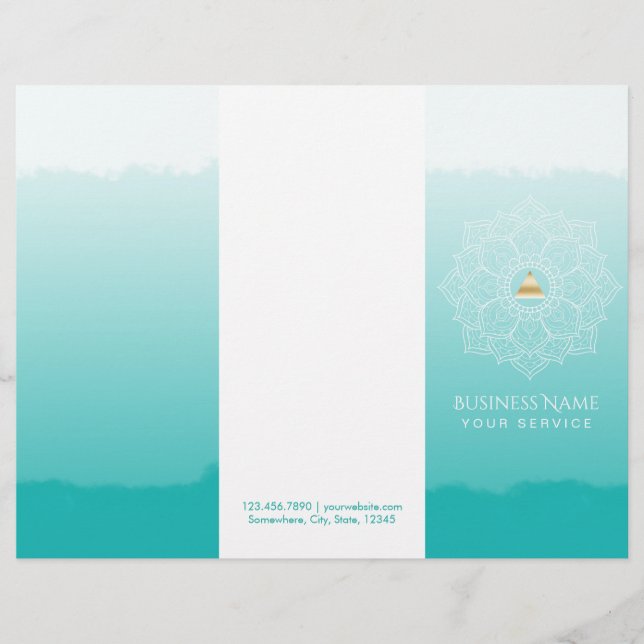 Yoga Spa Guld Triangle Mandala Watercolor Trifold (Framsida)