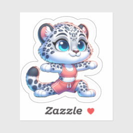 Yoga Sport Kawaii Anime Snow Leopard Sticker Klistermärken
