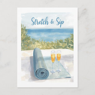 Yoga Stretch och Sip med havsutsikt Vykort