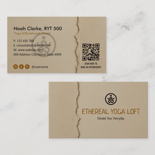 Yoga Studio Business | Brown Paper Visitkort (Fram/baksida)