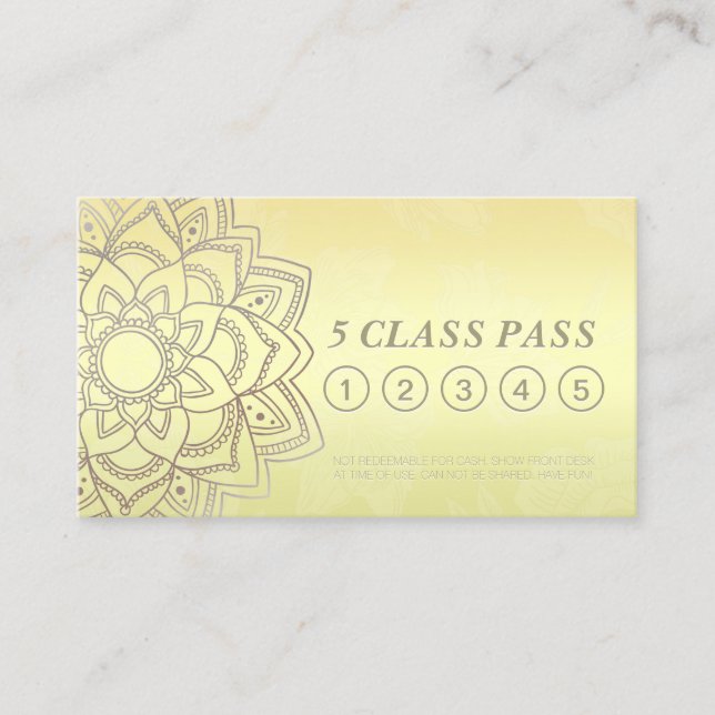 Yoga Studio Class Pass Black Guld Mandala Loyalty Lojalitetskort (Framsida)