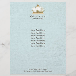 Yoga Studio Guld Lotus Logotyp Blue Linen Brochure Reklamblad