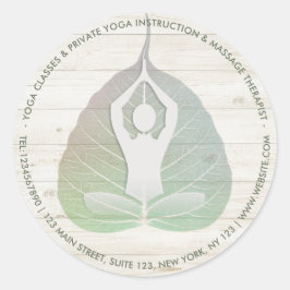 Yoga Studio Instruktör Meditation Pose Bodhi Löv Runt Klistermärke
