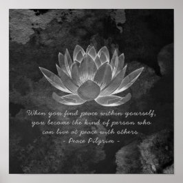 YOGA Studio Instruktör Meditation Quote B&W Lotus Poster