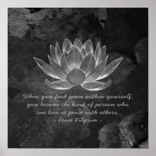YOGA Studio Instruktör Meditation Quote B&W Lotus Poster