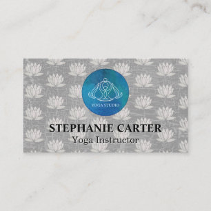 Yoga Studio Logotyp Lotus Flower Mönster Visitkort