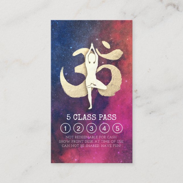 Yoga Studio Loyalty Class Pass Träd Pose OM-symbol Lojalitetskort (Framsida)