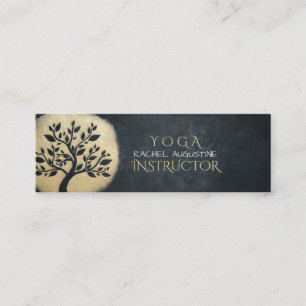 Yoga Studio Meditation Instructor Black Guld Träd Mini Visitkort