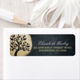 Yoga Studio Meditation Instructor Black Guld Träd Returadress Etikett