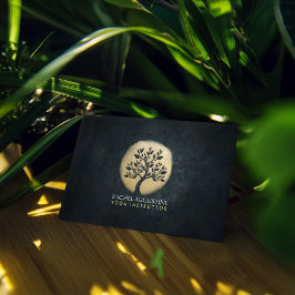 Yoga Studio Meditation Instructor Black Guld Träd Visitkort