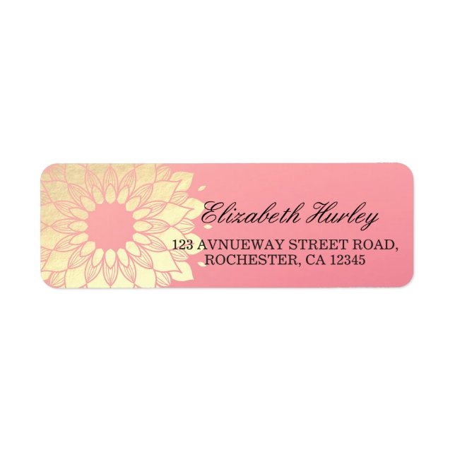 Yoga Studio Meditation Instructor Golden Mandala Returadress Etikett (Framsidan)