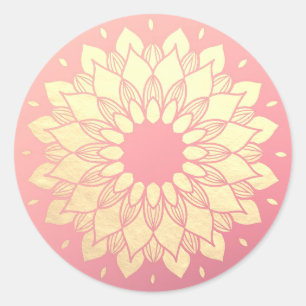 Yoga Studio Meditation Instructor Golden Mandala Runt Klistermärke