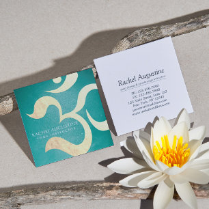 Yoga Studio Meditation Instructor Life Coach OM Fyrkantigt Visitkort