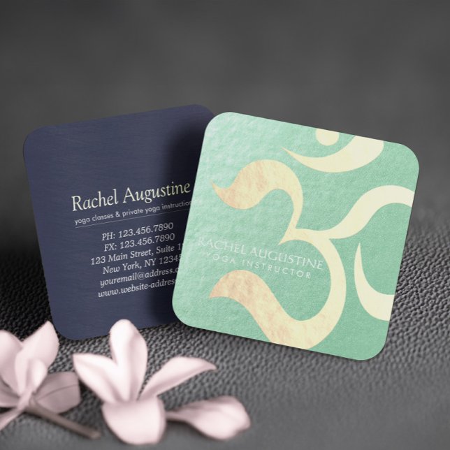Yoga Studio Meditation Instructor Life Coach OM Fyrkantigt Visitkort (Skapare uppladdad)