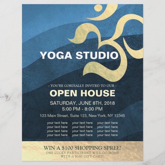 Yoga Studio Meditation Instructor om Open House Fl Reklamblad (Framsidan)