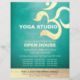 Yoga Studio Meditation Instructor om öppet hus Reklamblad