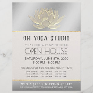 YOGA Studio Meditation Instructor Open House Lotus Reklamblad