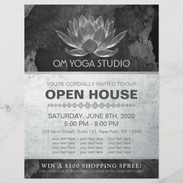 YOGA Studio Meditation Instructor Open House Lotus Reklamblad (Framsidan)