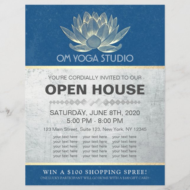 YOGA Studio Meditation Instructor Open House Lotus Reklamblad (Framsidan)