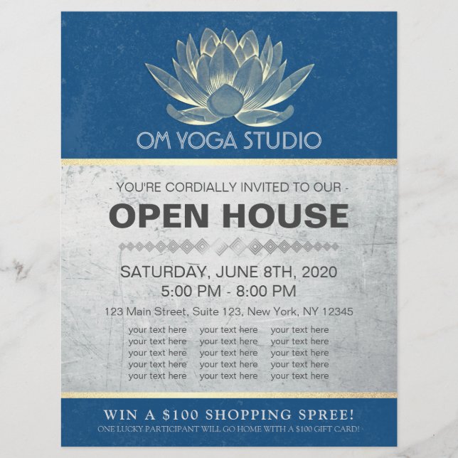 YOGA Studio Meditation Instructor Open House Lotus Reklamblad (Framsidan)