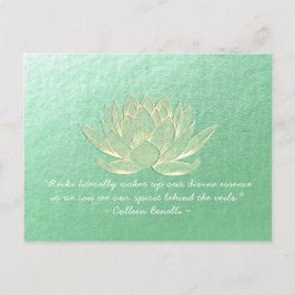 YOGA Studio Meditation Instructor Quote Guld Lotus Vykort