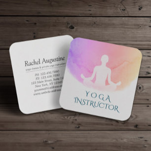 Yoga Studio Meditation Instructor Sukhasana Pose Fyrkantigt Visitkort