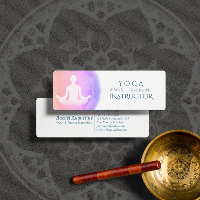 Yoga Studio Meditation Instructor Sukhasana Pose Mini Visitkort (Skapare uppladdad)
