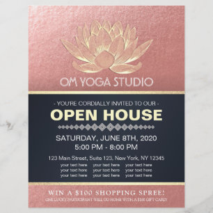 YOGA Studio Meditation Instruktör Öppet Hus Lotus Reklamblad